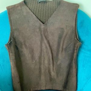 PRADA- Rare Vintage V-Neck Sleeveless Top- 100% Italian Suede + Soft Wool